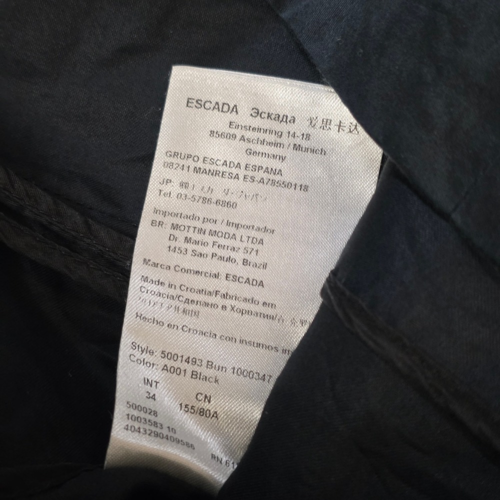 ESCADA Jacket Womens Size 34 Black Long Sleeve Utility Military Style‎ Blazer - Picture 6 of 10